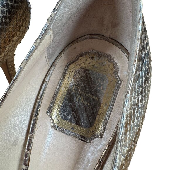 Christian Dior Escarpin Python Metallic Platform Stiletto Pumps Heels Size 41 - Picture 10 of 14